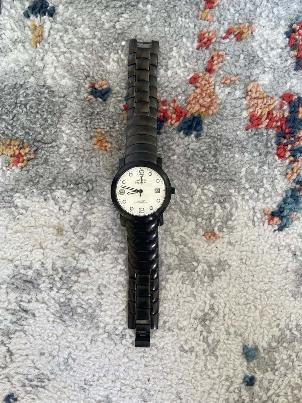 Vintage Andrew Fezza AF 1011 Black Stainless Steel Watch